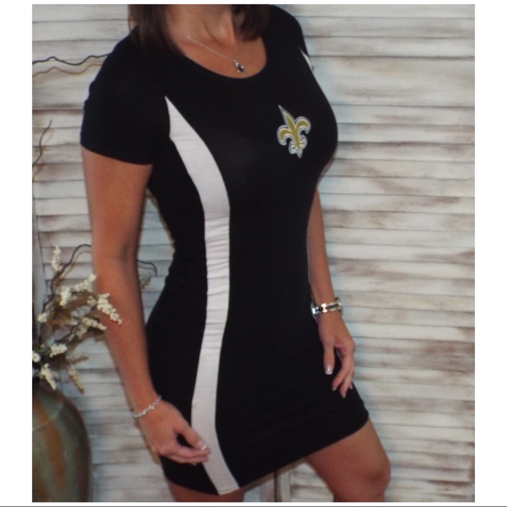 New Orleans Saints Fleur de Lis Sporty Dress Bodycon Emboridered 3022 - Picture 4 of 7